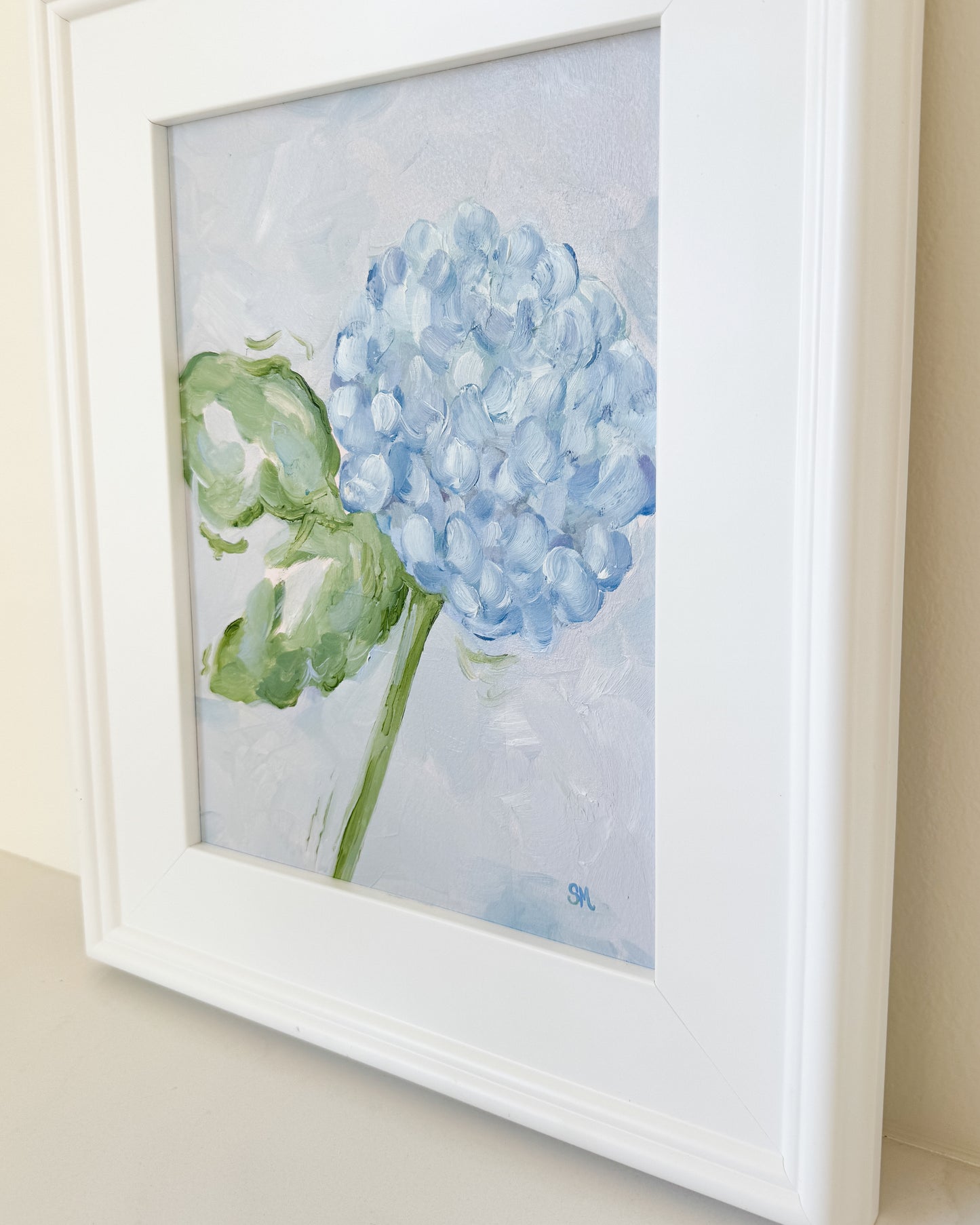 ''Floating Blue Hue'' 9x12 Oil on Paper, Framed