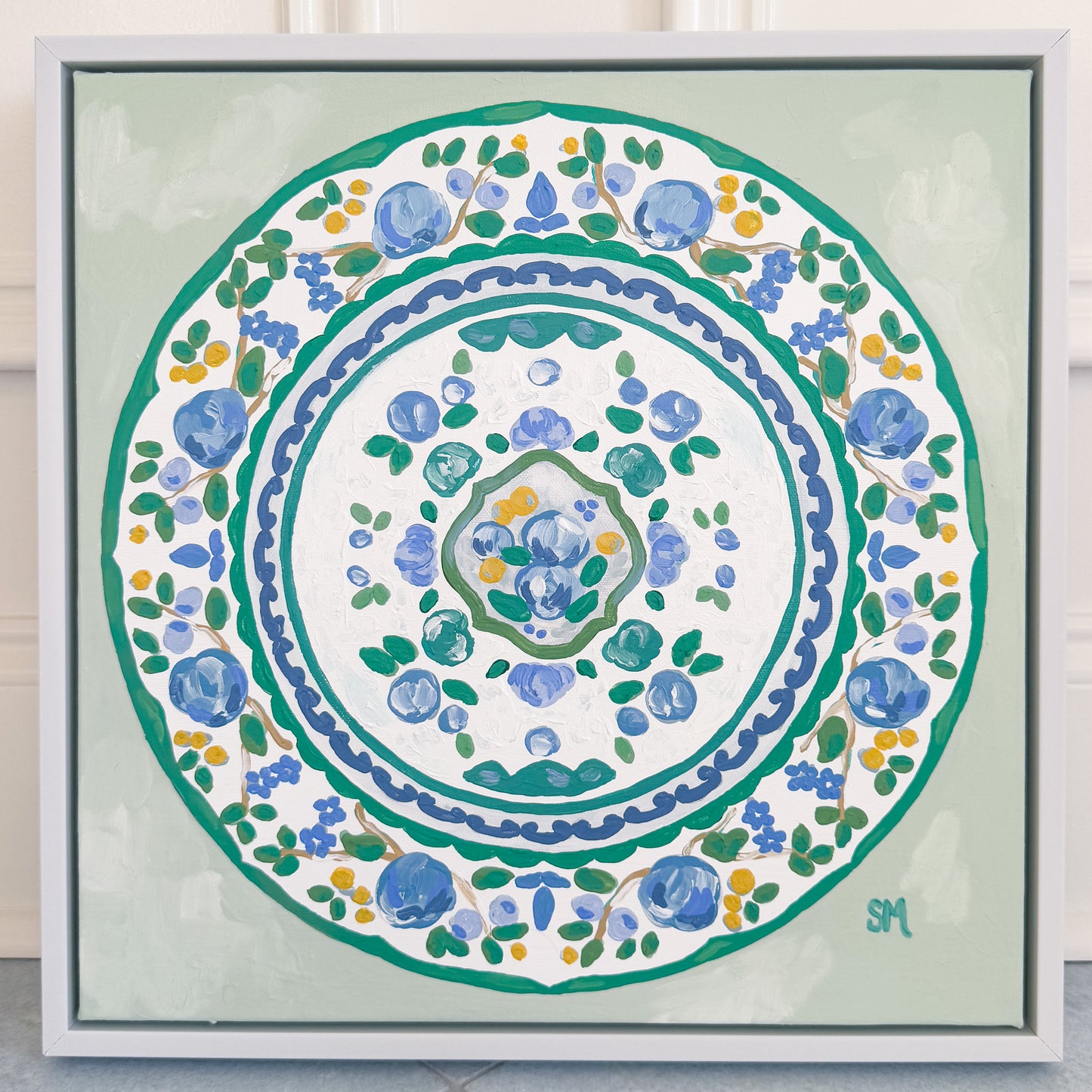 "Ornamented Grace" 16x16 Acrylic on Canvas, Framed