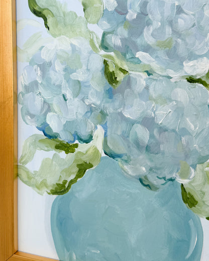 ''Vase of Blues'' 9x12 Oil on Paper, Framed